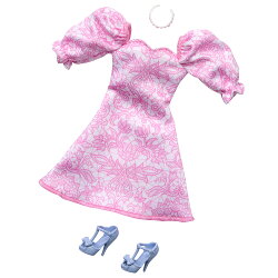 バービー(Barbie) ファッションパック　ピンクパフスリーブ きせかえ人形・ハウス ドール用服＆アクセサリーセット …