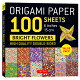 ORIGAMI PAPER 100 SHEETS BRIGHT FLOWERS