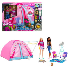 バービー(Barbie) かわいいピンクのテントとキャンプセット【バービー人形】【着せ替え人形】【ドール2体、アクセサリープレイセット】 【3才~】 HGC18