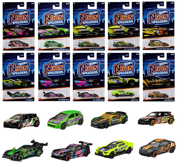 楽天ブックス: ホットウィール(Hot Wheels) ネオン・スピーダーズ アソート【ミニカー10台入 BOX販売】 【3才~】 986A-HLH72 玩具 4582518948990 ゲーム ホットウィール(Hot Wheels) ネオン・スピーダーズ アソート 10台セット HLH72-986A