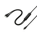 2in1 USBケーブル/Type-C+Type-C/ナイロンメッシュ/USB Power Delivery対応/最大140W/1.2m/ブラック