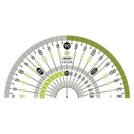 共栄プラスチック カラー分度器 15cm グリーン 透明ボディ 180度目盛付き 図形や角度測定に便利 持ち運びやすい 学習効率アップ ギフト プレゼント 日本製