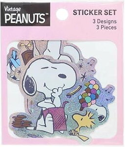 PEANUTS スヌーピー ホログラムステッカーセット ピンク 4995027159021 キラキラホログラムシール 3柄×1枚入り スマホ 手帳 ノート デコレーション ギフト プレゼント 日本製