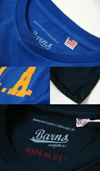 楽天市場 Barns Outfitters バーンズアウトフィッターズ ベイグネック ポケット付き 半袖 Tシャツ メンズ ブルー Sサイズ Boomjapan