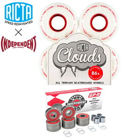 【エントリーでポイント10倍】リスタ クラウズ ソフトコア ウィール ベアリング セット RICTA CLOUDS Wht/Red + INDEPENDENT GP-R スケートボード セット