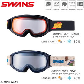 ＼エントリーでP10倍 9/1 9:59まで／スノーゴーグル キッズ ジュニア スワンズ 24-25 SWANS JUMPIN-MDH BKBK NAV 眼鏡対応 ヘルメット対応 子ども用 5歳～12歳 スノーボード スキー