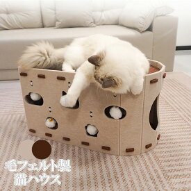 ネコハウス フェルト製 猫 ベッド キャットハウス 猫ハウス 組み立て簡単 窓付き フェルト製 猫トンネル 洗える 頑丈 トンネル 猫用ベッド 猫 トンネル 猫 ベッド かわいい おしゃれ キャットトンネル 耐磨 オールシーズン 通年 グレー ベージュ