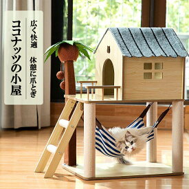 キャットツリー キャットタワー 木製 爪とぎ ハンモック付き ボール コンパクト ミニ 据え置き 大きい猫 大型猫 デブ猫 シニア 低め スリム 高さ80cm 幅 60cm ハウス付き 猫タワー 運動不足 猫ちゃん用品