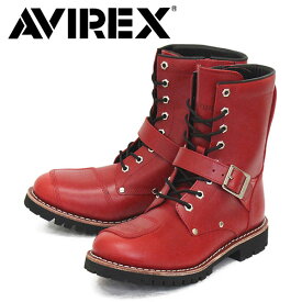 正規取扱店 LIMITED 限定 AVIREX (アヴィレックス) AV2100 YAMATO ヤマト 8ホール バイカー レザーブーツ RED