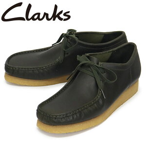 K戵X Clarks (N[NX) 26179193 Wallabee r[ YV[Y Forest Green Leather CL124