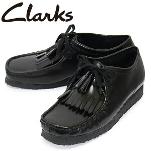K戵X Clarks (N[NX) 26183780 Wallabee r[ YV[Y Blk HiShine Lea CL155