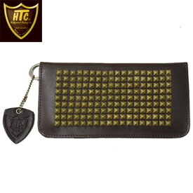 正規取扱店 HTC(Hollywood Trading Company) #14 T-1 Pyramid Brass Studs LONG WALLET (ピラミッドブラススタッズ ロングウォレット) ダークブラウンレザー