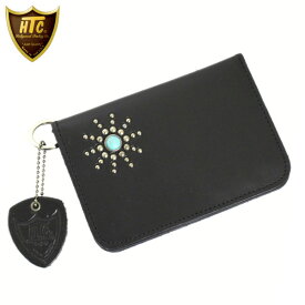 正規取扱店 HTC(Hollywood Trading Company) #SB2 TQ T-2 MEDIUM WALLET (スターバースト ミディアムウォレット) ブラックレザーxターコイズ