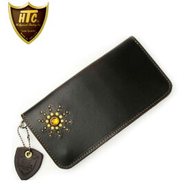 正規取扱店 HTC #STAR BURST2 TYPE 1 LONG WALLET（タイプ1ロングウォレット） 財布 ダークブラウンレザー×ブラススタッズ