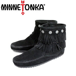 sale Z[ K戵X MINNETONKA(~lgJ)Double Fringe Side Zip Boot(_utW TChWbvu[c)#699 BLACK fB[X MT017