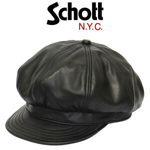 ���K�戵�X Schott (�V���b�g) 2974001 3129113 LEATHER NEWSBOY CAP ���U�[ �j���[�X�{�[�C �L���b�v �L���X�P�b�g 09(10) BLACK