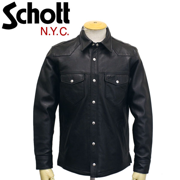 LEATHER LAMB 3111029 (ショット) Schott 正規取扱店 SHIRT 09BLACK シャツ ラムレザー コート・ジャケット