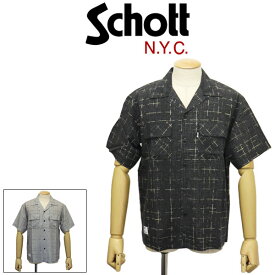 正規取扱店 Schott (ショット) 3123015 KASURI PLAID S/S SHIRT カスリ柄 格子縞 ショートスリーブシャツ 全2色