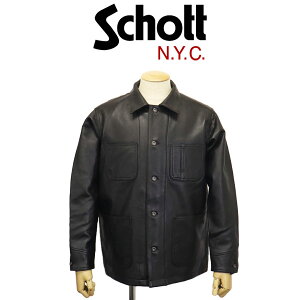 ���K�戵�X Schott (�V���b�g) 3950079 LAMB LEATHER COVERALL JACKET �������U�[ �J�o�[�I�[�� �W���P�b�g 10(09)BLACK