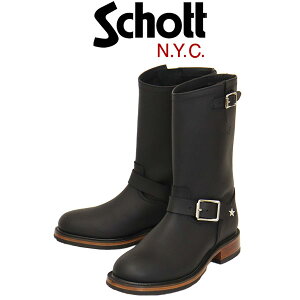 正規取扱店 Schott (ショット) S35500T 5991001 ENGINEER BOOTS サイドロゴ エンジニア レザーブーツ Black SCT017