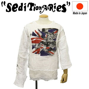 ���K�戵�X SEDITIONARIES by 666 (�Z�f�B�V���i���[�Y) STM0018 MUSLIN TOP L/S ANARCHY FLAG ���X�����g�b�v �K�[�[�V���c ���� �z���C�g