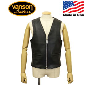 正規取扱店 VANSON (バンソン) 限定別注 21103T1 レザーベスト アメリカ製 BLACK