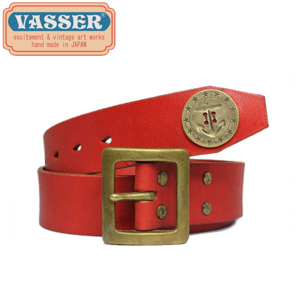 Belt Tip Concho VASSER（バッサー）Anchor 正規取扱店 Vintage ビンテージレッド) Red(アンカーコンチョティップベルト メンズベルト