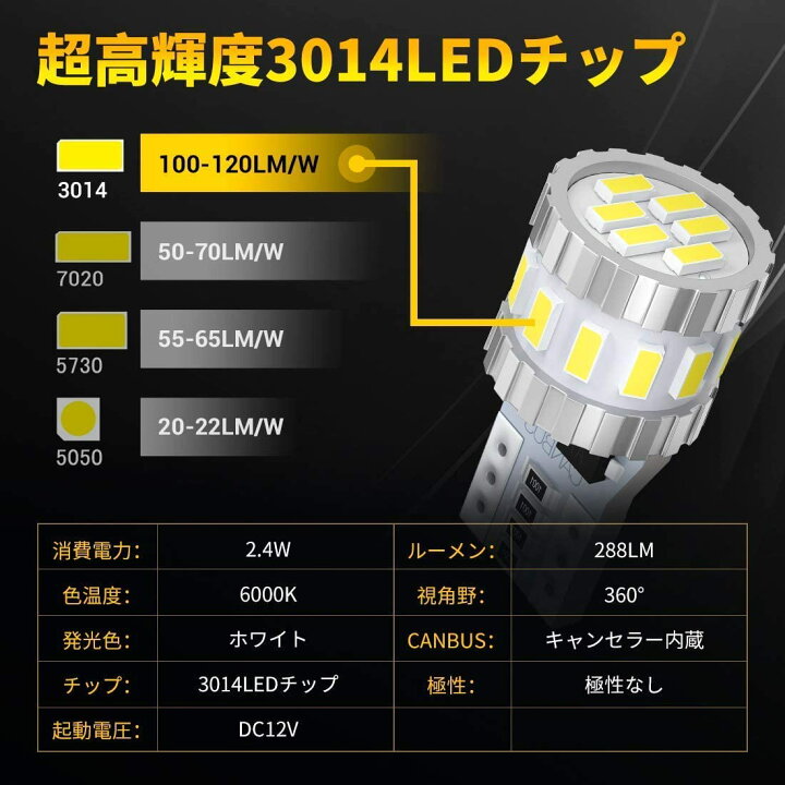 全方位チップ 超高輝度 高性能 高耐久 T10 LED　08