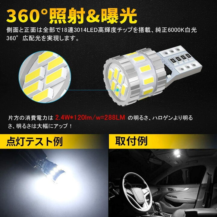 激安正規 超高輝度 新型 爆光 高耐久 T10 LED ポジション ナンバー灯 06