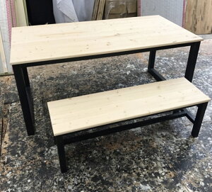 天然木 ナチュラル ダイニングセット ダイニングテーブル&ベンチ 完成品(組み立て無し) 職人手作り 一点物 幅1800mm×奥行き800mm×高さ800mm 机 ハンドメイド