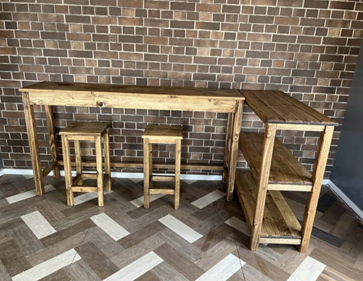 楽天市場】天然木 L字 カウンターテーブル & スツール 完成品(組み立て  