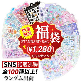 ＼100+種類！超豪華福袋！12枚入り／ボンボンシール ドロップシール 福袋 2026 おはじきシール ぷっくりシール 3D 立体シール キャラクター風 透明 お尻シール ボンボン デコステッカー ご褒美シール 手帳 シール かわいい キラキラ ボンボン ぷくぷく ドロップ