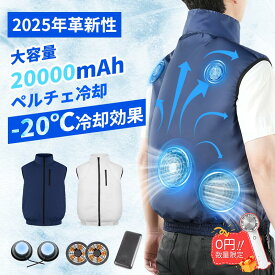 ＼猛暑対策！1000~2300円OFF+扇風機0円！／【ペルチェ素子搭載★-20℃冷却効果】空調作業服 冷却 ベスト 瞬間冷却 20000mAh大容量 5段階風量 冷却調節 通気 速乾 UV対策 撥水加工 洗い可 屋外作業 空調 作業 服 ベストアウトドア おすすめ 日本語説明書 PSE認証 熱中症対策