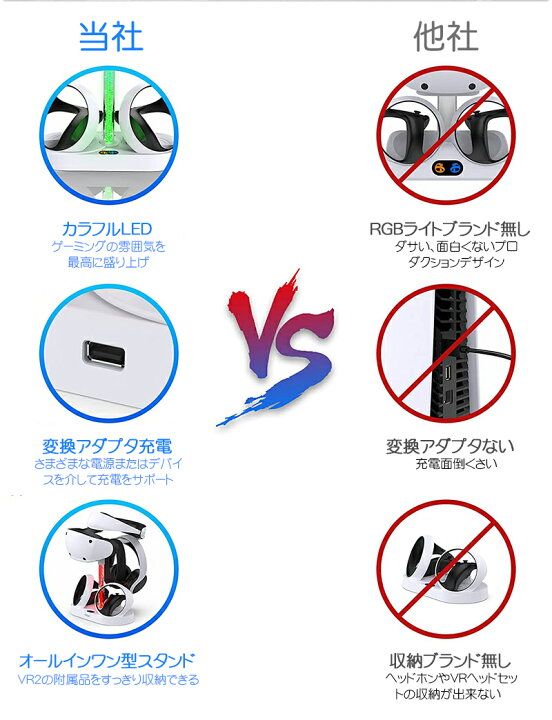 楽天市場】PS VR2 充電 スタンド 高速磁気 2台同時充電 RGB雰囲気 