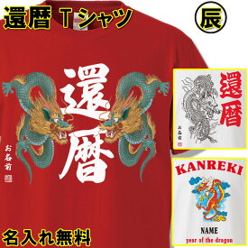 還暦 Tシャツ 名入れ おもしろ 【干支 辰年たつ】 2024 令和6年 還暦祝い 赤い 男性 女性 ちゃんちゃんこ 60歳 プレゼント 父の日 母の日