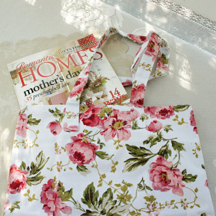 楽天市場 メール便発送対応 ローズトートバッグ 内ポケット付き薔薇とレースと天使のお店 薔薇店 ギフト プチプラ ｗｉｔｈｈｅａｒｔ