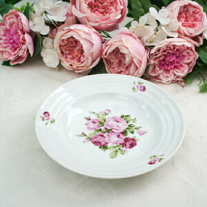 カレー・パスタ皿 アニバーサリーローズ 日本製 薔薇 食器 花柄 洋風 幅22cm