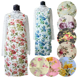 【メール便発送対応】ローズ柄エプロン肩さげ・ネックタイプ薔薇とレースと天使のお店 薔薇店 ギフト プチプラ 母の日