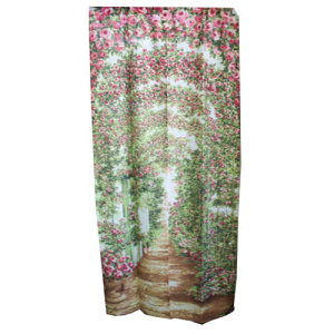 ローズガーデンのれん 85×170cm薔薇 リモートワークの背景に 目隠し おしゃれ
