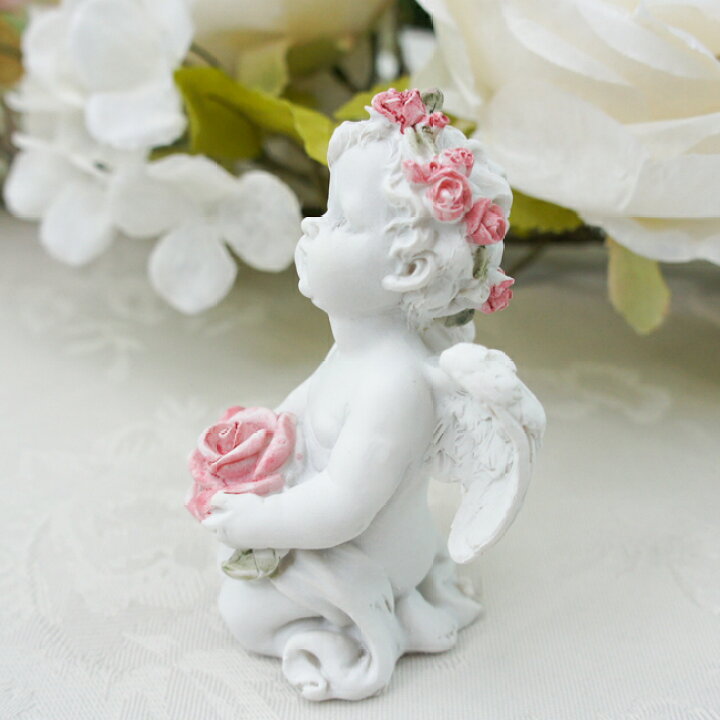 楽天市場】ローズエンジェル ハート・ローズ天使 置物 オブジェ 薔薇と 