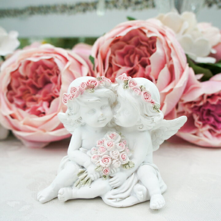 楽天市場】ローズ花束LOVEエンジェル オブジェ薔薇 天使 薔薇とレース 