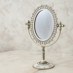 スタンドミラー オーバル ビジュー アンティーク調 クラシカルデザイン