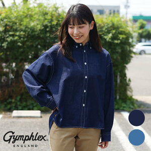 Gymphlex �W���t���b�N�X �{�^���_�E���V���c �V���c BOTTON DOWN SHIRT L/S ���f�B�[�X 2025�N �t�� ���n GY-B0198SDM INDIGOBLUE BLEACHBLUE 14�T�C�Y �f�j���V���c ����