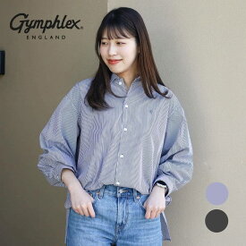 ジムフレックス Gymphlex レギュラーカラーチュニック ロングスリーブ ストライプ シャツ REGULAR COLLAR TUNIC L/S STRIPE SHIRT レディース 春夏 綿 BLUE×WHITE STRIPE WHITE×BLACK STRIPE 12サイズ