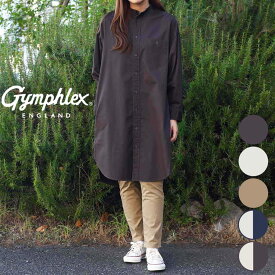 Gymphlex ジムフレックス ツイルバイオウォッシュ 長袖 シャツワンピース TWILL BIO WASH BAND COLLAR GY-G0064BIT