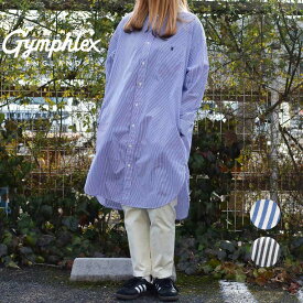 Gymphlex ジムフレックス 100/2 ストライプ バンドカラー シャツワンピース 100/2　STRIPE BAND COLLAR SHIRT DRESS GY-G0064MGS ボーンフリー BORN FREE