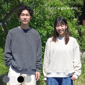 have a good day ハブアグッドデイ ウールパイルプ オーバーニット メンズ レディース ユニセックス ウール Grey Charcoal Black Beige 1 2 3サイズ 2025年 秋冬 トップス 長袖 保温 ゆったり リラックス ナチュラル シンプル ニット 送料無料