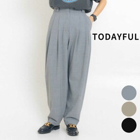 TODAYFUL トゥデイフル Highwaist Tuck Trousers ハイウエスト タック トラウザーズ パンツ ボトムス レディース テーパード カジュアル シンプル キレイ オケージョン パーティー 送料無料 2024年 春夏 ボーンフリー BORN FREE