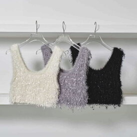 TODAYFUL トゥデイフル フリンジ ニット ビスチェ Fringe Knit Bustier レディース 春夏 ポリエステル ナイロン アイボリー ブラック スカイブルー FREEサイズ