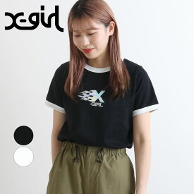 【24日19時～P10倍】X-girl エックスガール バーニング Xロゴ ショートスリーブ リンガーベビーTシャツ BURNING X-LOGO S/S RINGER BABY TEE X-girl